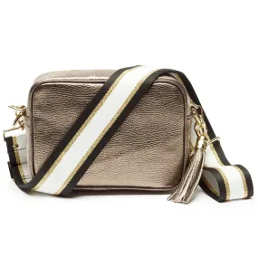 Crossbody Metallic Bronze (Black/White/Gold Strap)