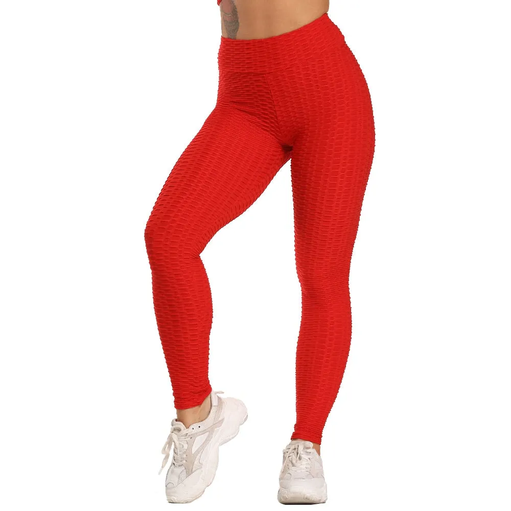 Cute Scrunch Back Fitness Leggings Hips Up Booty Workout Pants - Womens Gym Activewear For Fitness High Waist Long Pant Leggins Mujer (2U24)(BAP)(TBL)