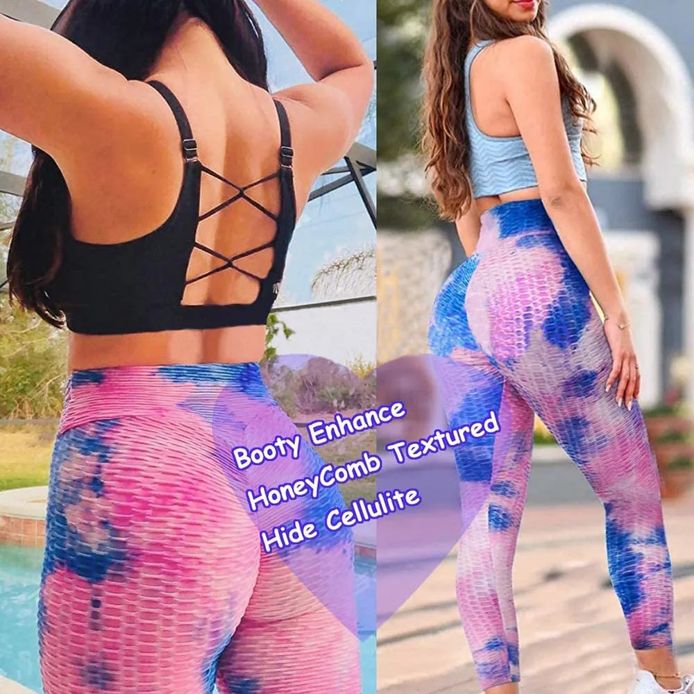 Cute Scrunch Back Fitness Leggings Hips Up Booty Workout Pants - Womens Gym Activewear For Fitness High Waist Long Pant Leggins Mujer (2U24)(BAP)(TBL)