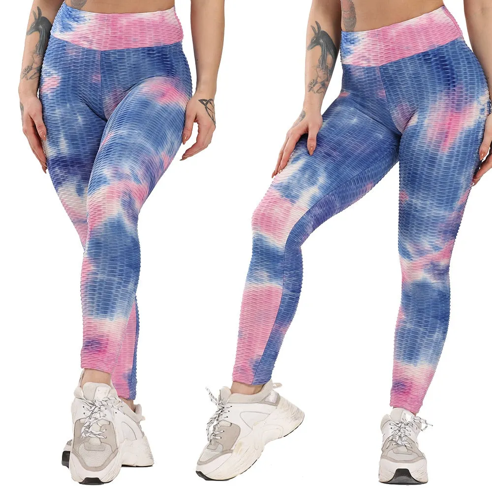 Cute Scrunch Back Fitness Leggings Hips Up Booty Workout Pants - Womens Gym Activewear For Fitness High Waist Long Pant Leggins Mujer (2U24)(BAP)(TBL)