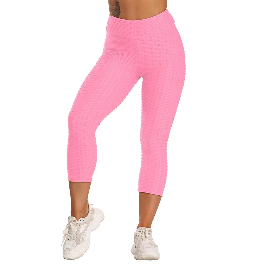 Cute Scrunch Back Fitness Leggings Hips Up Booty Workout Pants - Womens Gym Activewear For Fitness High Waist Long Pant Leggins Mujer (2U24)(BAP)(TBL)