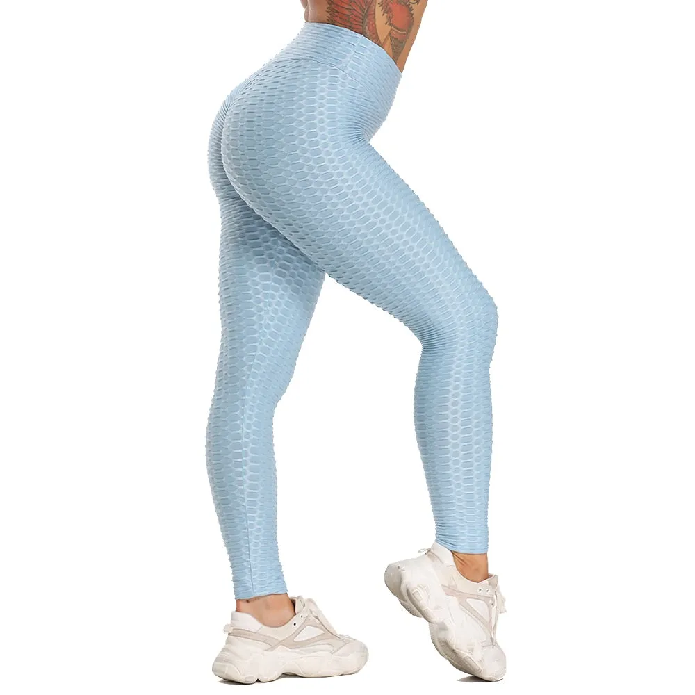 Cute Scrunch Back Fitness Leggings Hips Up Booty Workout Pants - Womens Gym Activewear For Fitness High Waist Long Pant Leggins Mujer (2U24)(BAP)(TBL)