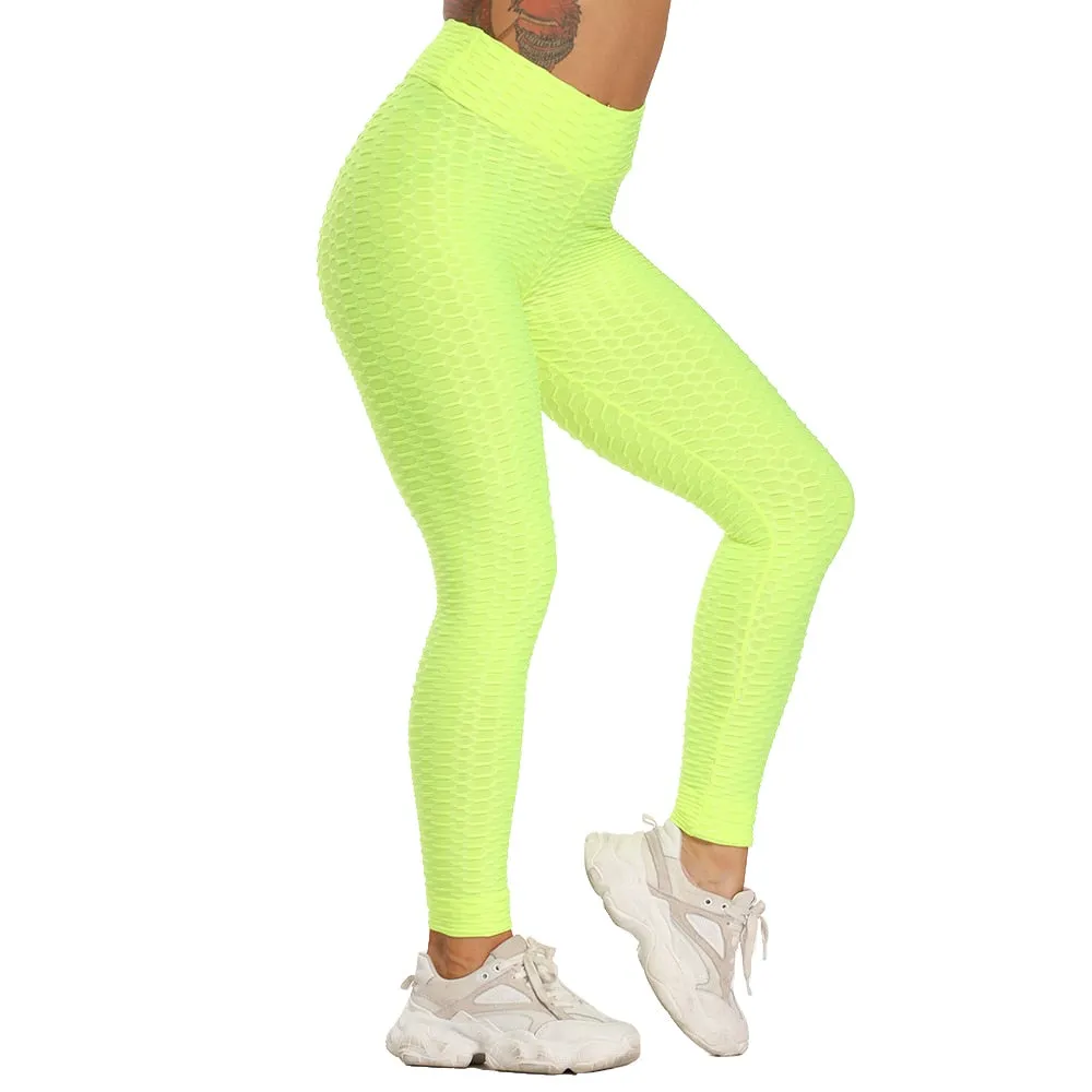 Cute Scrunch Back Fitness Leggings Hips Up Booty Workout Pants - Womens Gym Activewear For Fitness High Waist Long Pant Leggins Mujer (2U24)(BAP)(TBL)