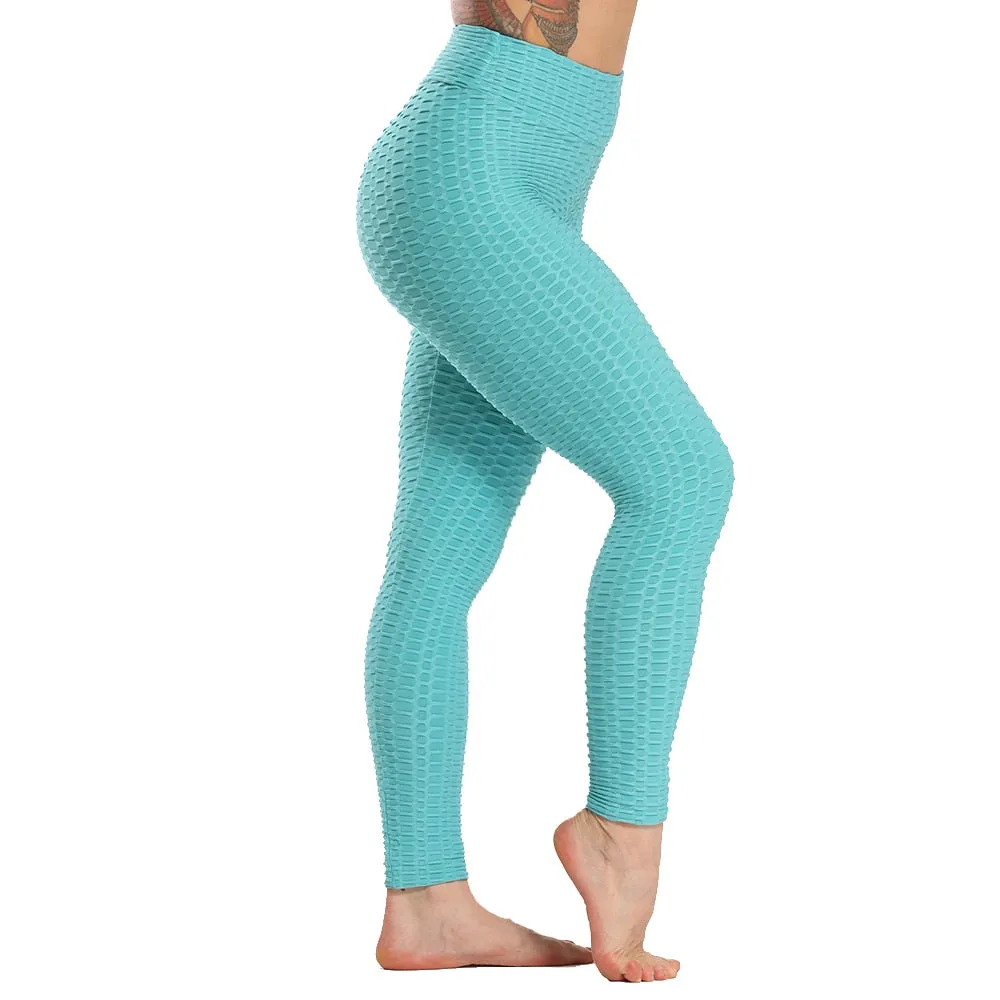 Cute Scrunch Back Fitness Leggings Hips Up Booty Workout Pants - Womens Gym Activewear For Fitness High Waist Long Pant Leggins Mujer (2U24)(BAP)(TBL)