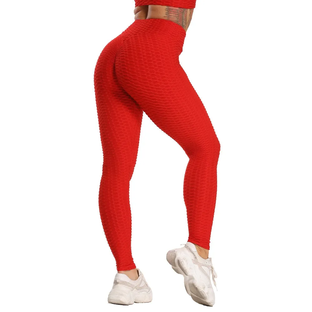 Cute Scrunch Back Fitness Leggings Hips Up Booty Workout Pants - Womens Gym Activewear For Fitness High Waist Long Pant Leggins Mujer (2U24)(BAP)(TBL)