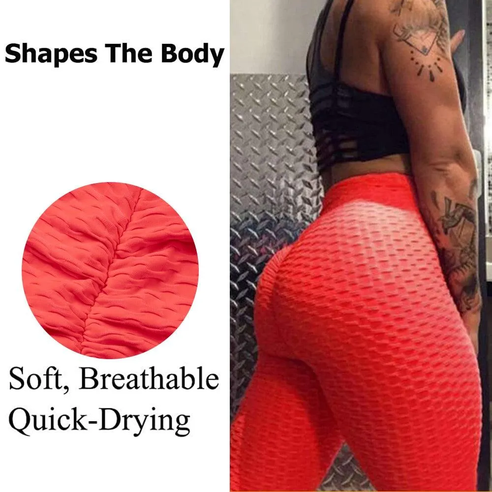 Cute Scrunch Back Fitness Leggings Hips Up Booty Workout Pants - Womens Gym Activewear For Fitness High Waist Long Pant Leggins Mujer (2U24)(BAP)(TBL)