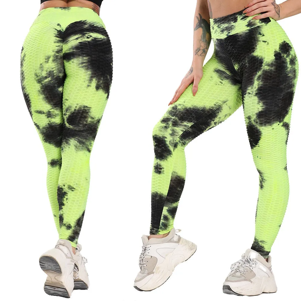 Cute Scrunch Back Fitness Leggings Hips Up Booty Workout Pants - Womens Gym Activewear For Fitness High Waist Long Pant Leggins Mujer (2U24)(BAP)(TBL)