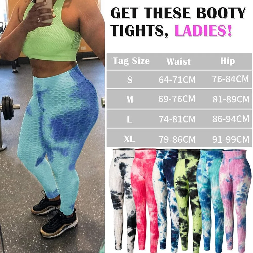 Cute Scrunch Back Fitness Leggings Hips Up Booty Workout Pants - Womens Gym Activewear For Fitness High Waist Long Pant Leggins Mujer (2U24)(BAP)(TBL)