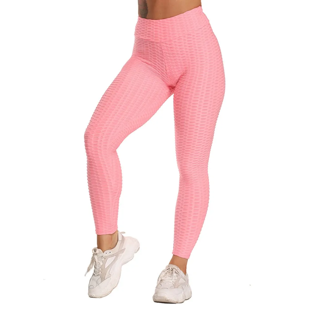 Cute Scrunch Back Fitness Leggings Hips Up Booty Workout Pants - Womens Gym Activewear For Fitness High Waist Long Pant Leggins Mujer (2U24)(BAP)(TBL)