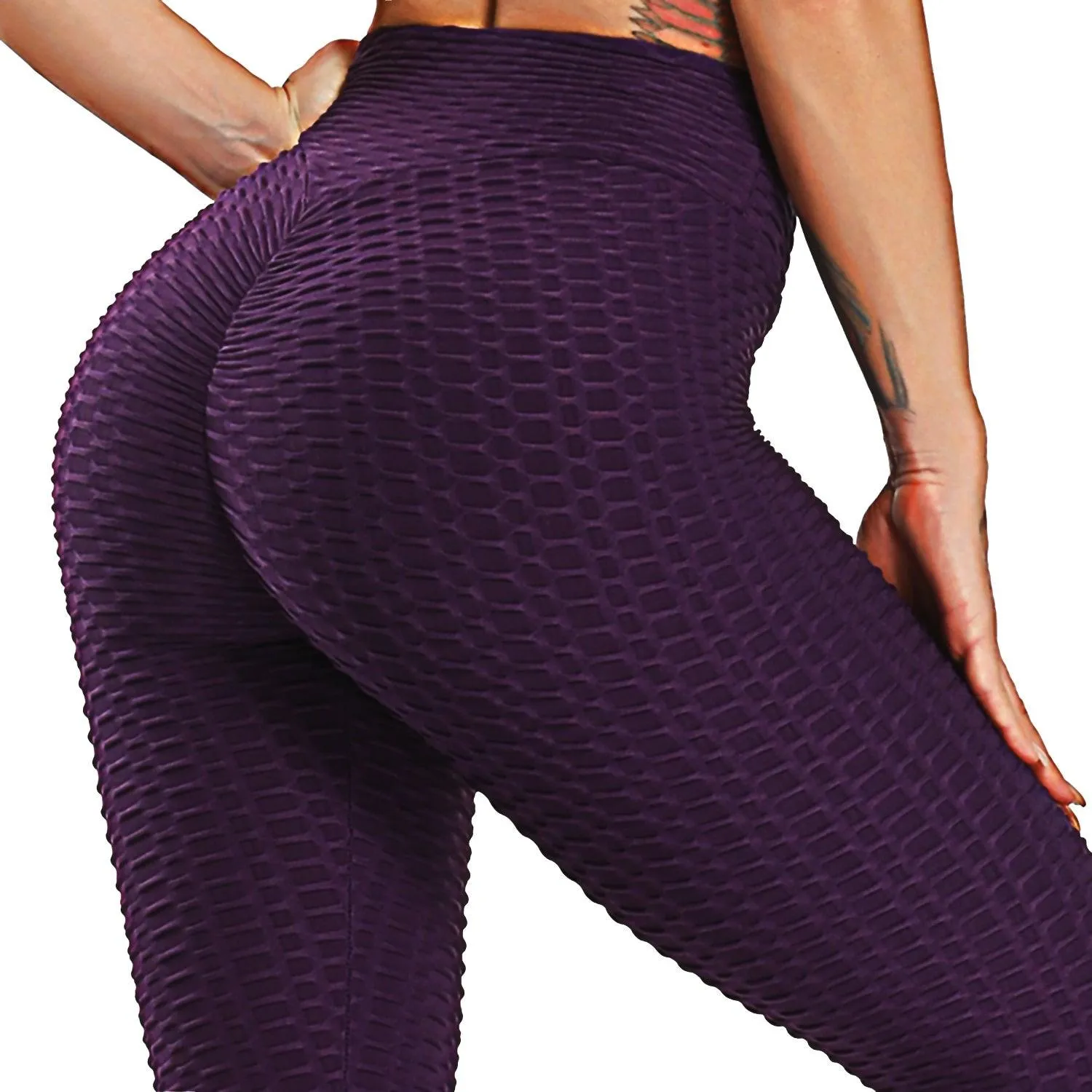 Cute Scrunch Back Fitness Leggings Hips Up Booty Workout Pants - Womens Gym Activewear For Fitness High Waist Long Pant Leggins Mujer (2U24)(BAP)(TBL)