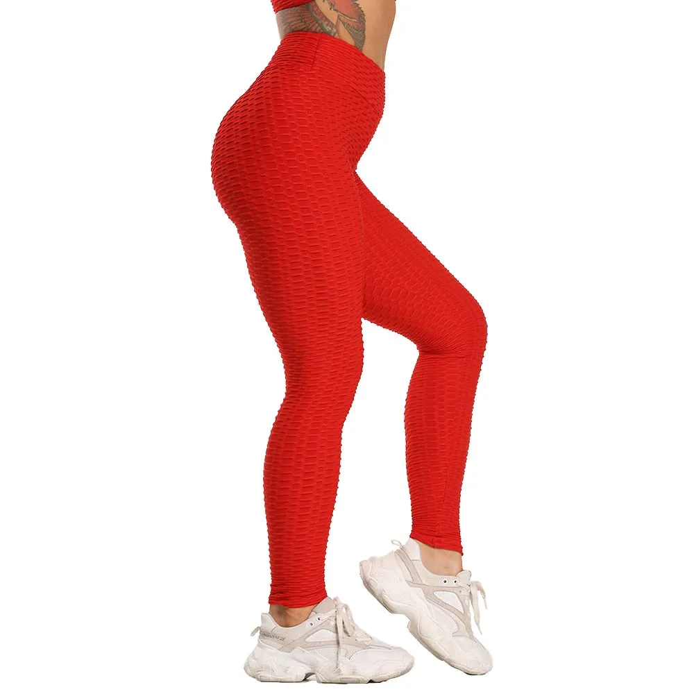 Cute Scrunch Back Fitness Leggings Hips Up Booty Workout Pants - Womens Gym Activewear For Fitness High Waist Long Pant Leggins Mujer (2U24)(BAP)(TBL)