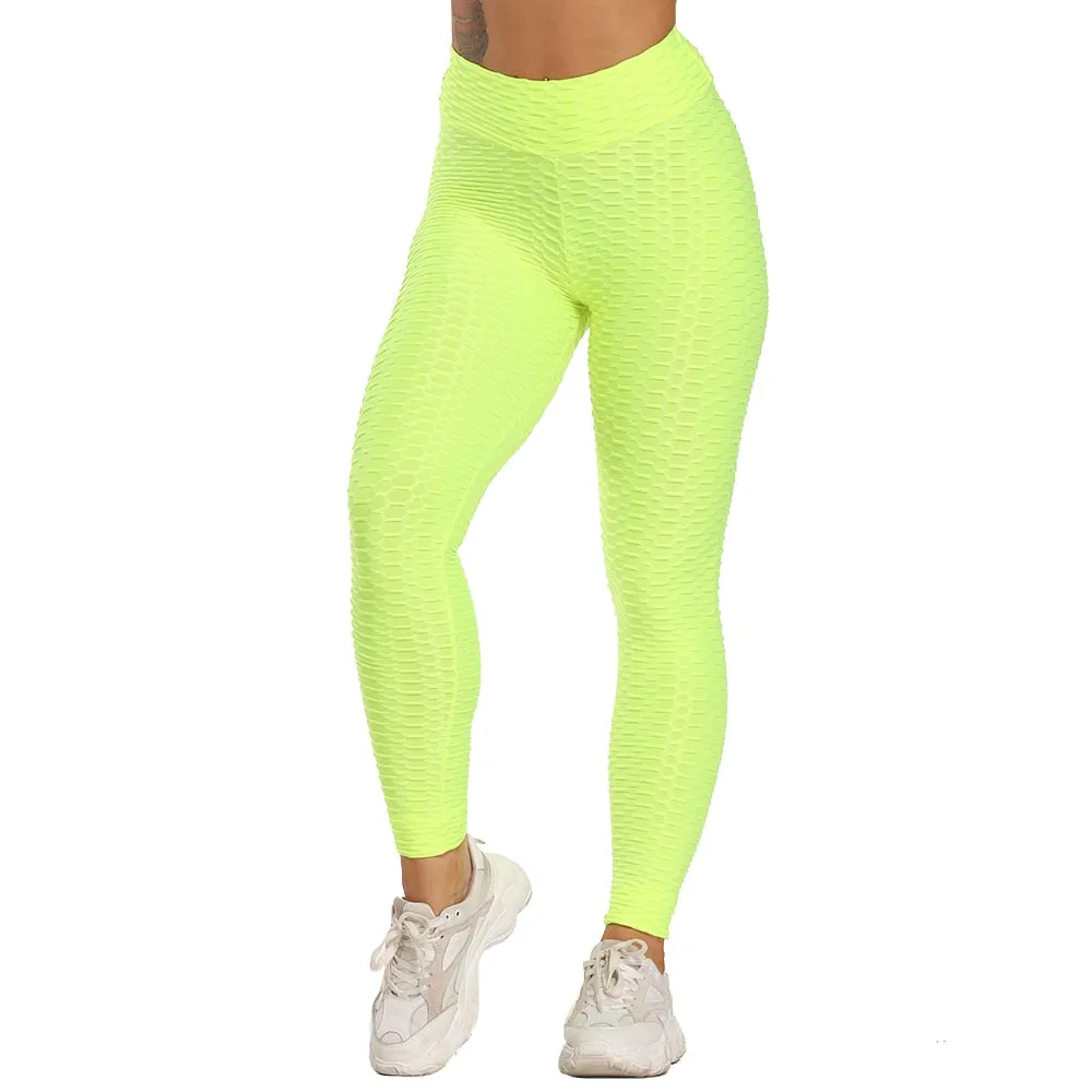 Cute Scrunch Back Fitness Leggings Hips Up Booty Workout Pants - Womens Gym Activewear For Fitness High Waist Long Pant Leggins Mujer (2U24)(BAP)(TBL)