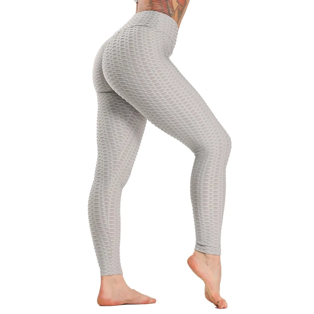 Cute Scrunch Back Fitness Leggings Hips Up Booty Workout Pants - Womens Gym Activewear For Fitness High Waist Long Pant Leggins Mujer (2U24)(BAP)(TBL)