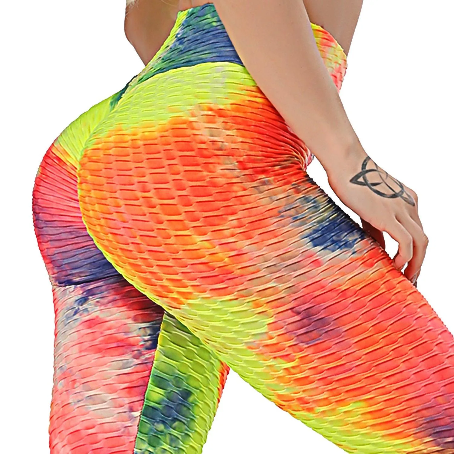 Cute Scrunch Back Fitness Leggings Hips Up Booty Workout Pants - Womens Gym Activewear For Fitness High Waist Long Pant Leggins Mujer (2U24)(BAP)(TBL)