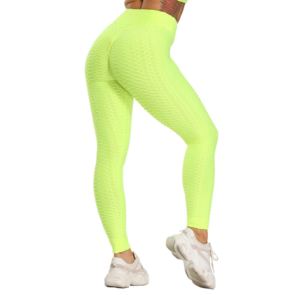 Cute Scrunch Back Fitness Leggings Hips Up Booty Workout Pants - Womens Gym Activewear For Fitness High Waist Long Pant Leggins Mujer (2U24)(BAP)(TBL)