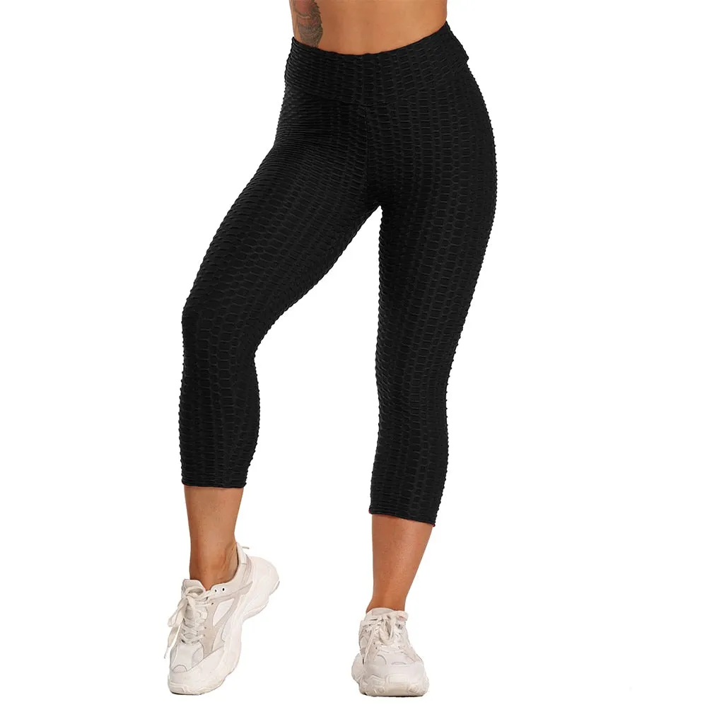 Cute Scrunch Back Fitness Leggings Hips Up Booty Workout Pants - Womens Gym Activewear For Fitness High Waist Long Pant Leggins Mujer (2U24)(BAP)(TBL)