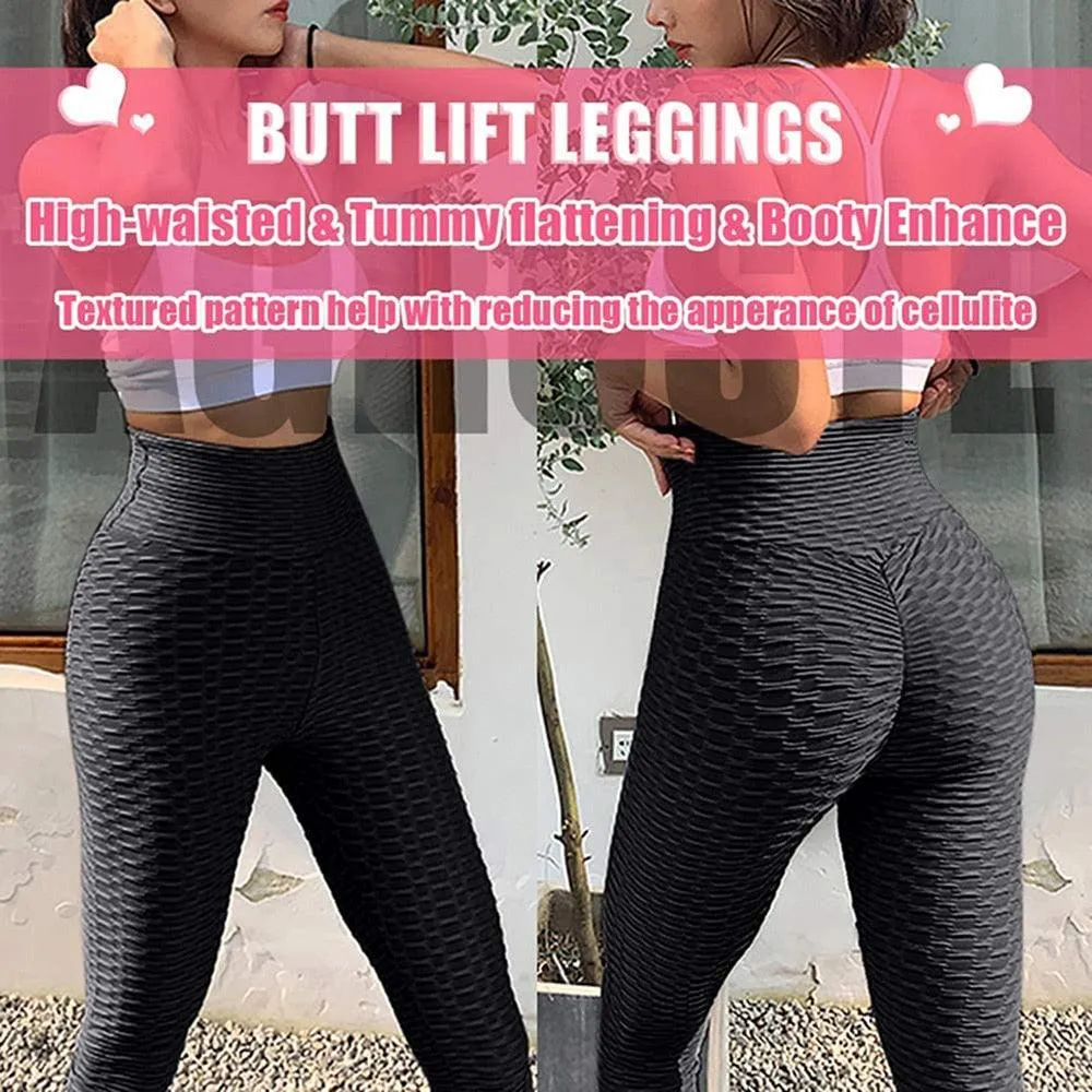 Cute Scrunch Back Fitness Leggings Hips Up Booty Workout Pants - Womens Gym Activewear For Fitness High Waist Long Pant Leggins Mujer (2U24)(BAP)(TBL)