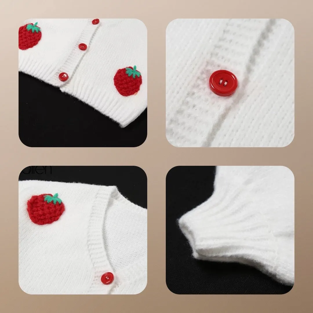 Cute Strawberry Knit Sweater Harajuku Fruity Cardigan