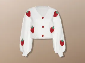 Cute Strawberry Knit Sweater Harajuku Fruity Cardigan