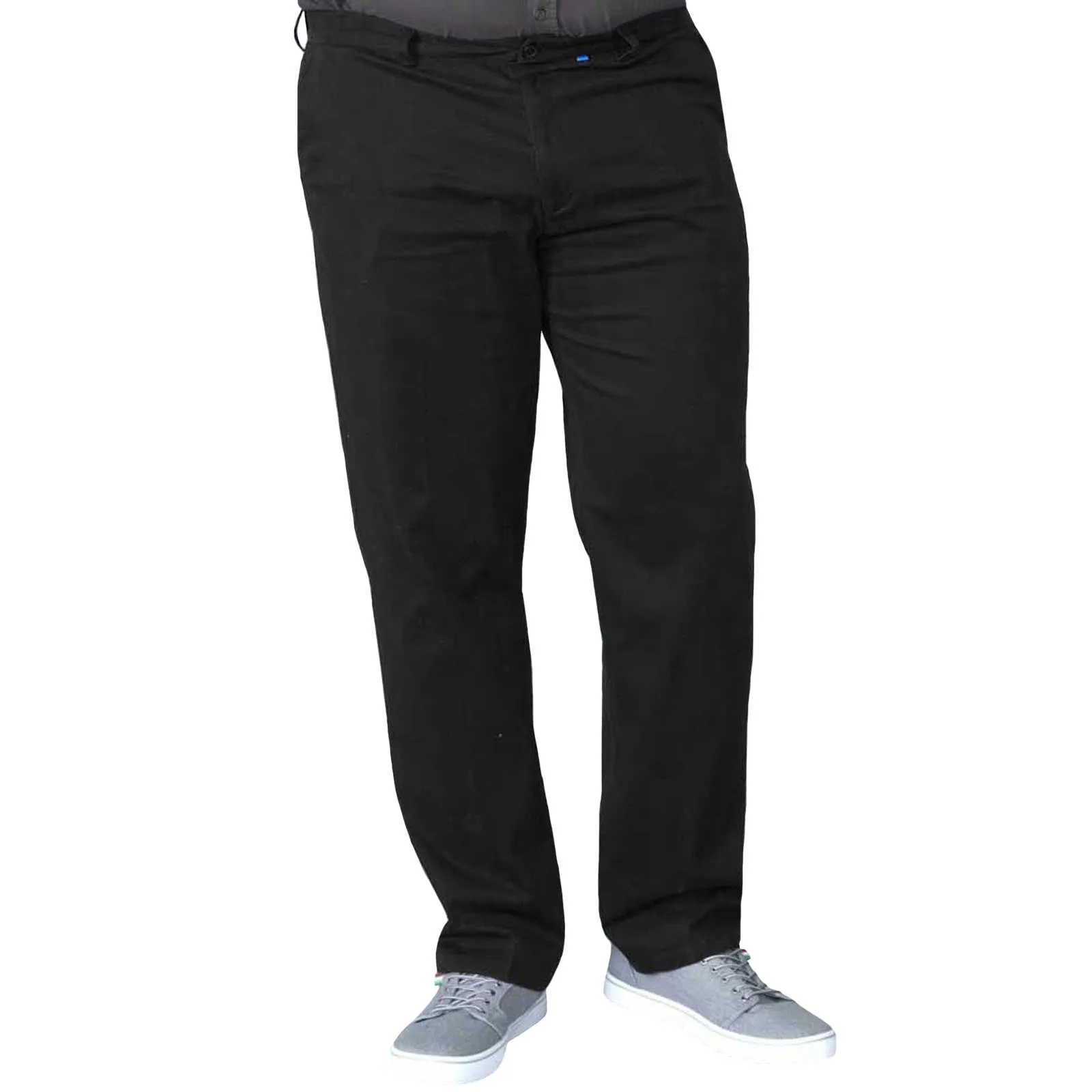 D555 Mens Bruno Big & Tall Kingsize Stretch Chino Trousers - Black