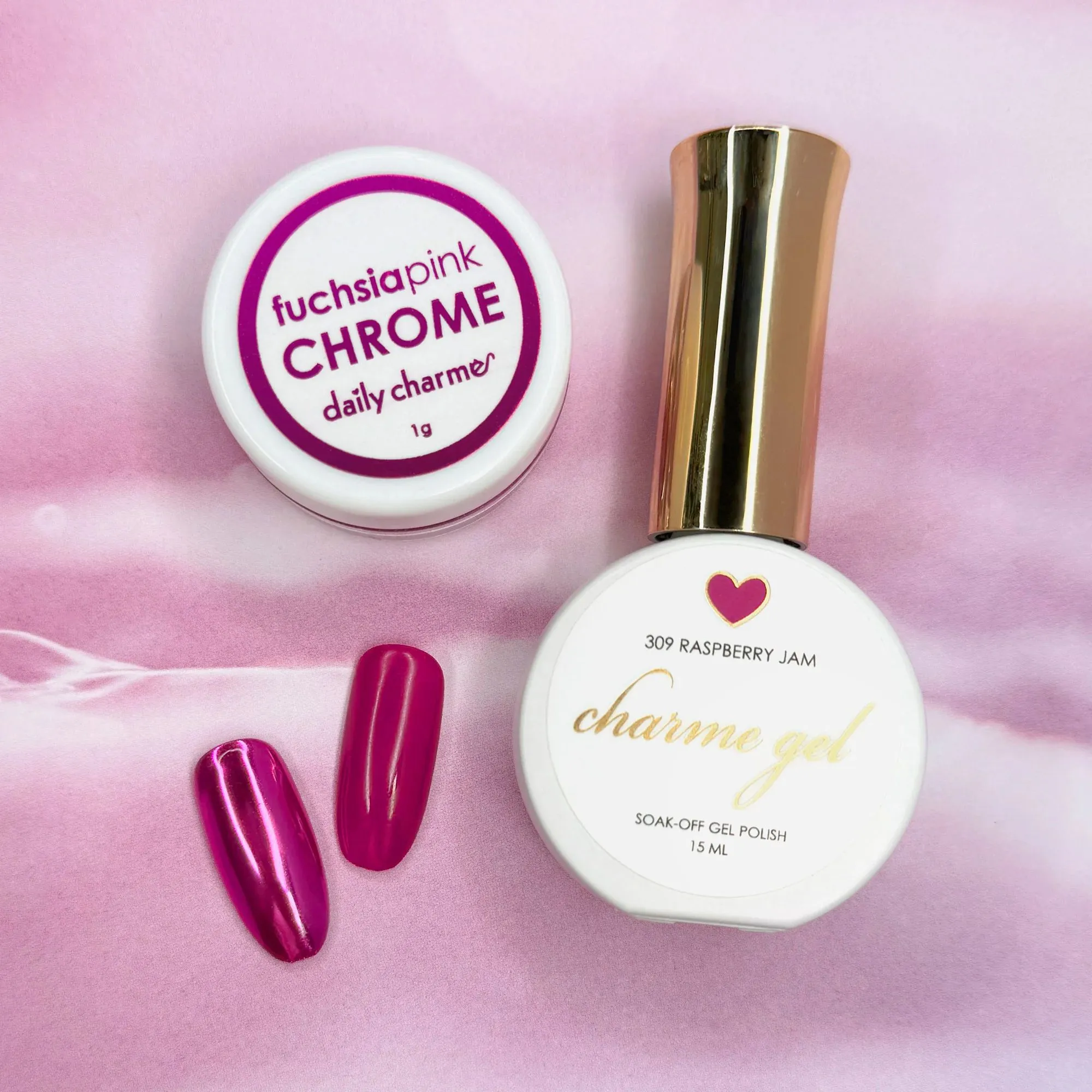 Daily Charme - Mirror Fuchsia Pink Chrome Powder