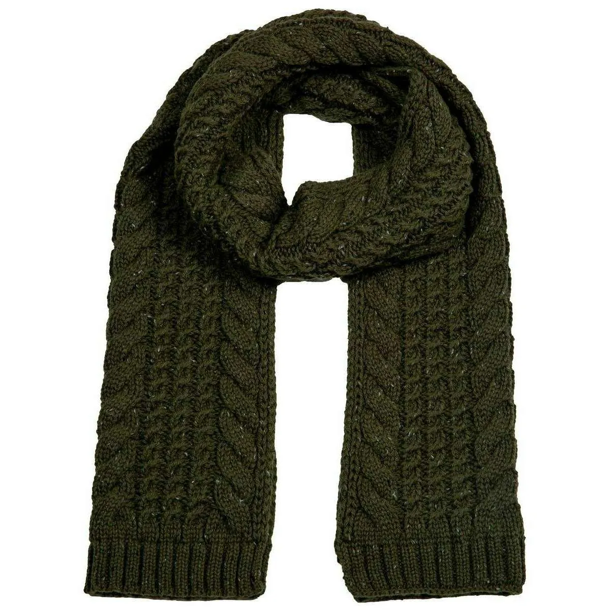 Dents Cable Knit Scarf - Olive Green