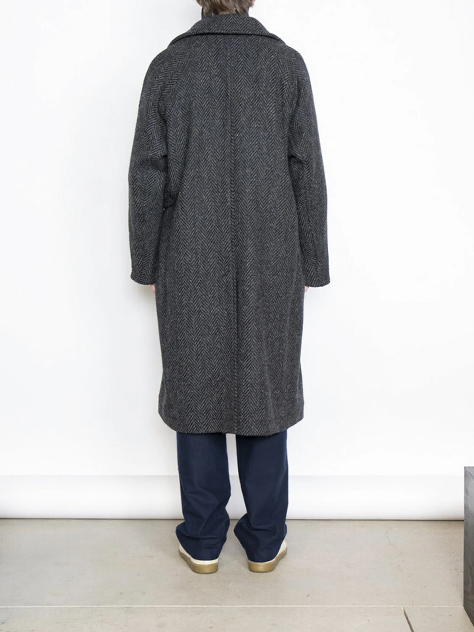 Donegal Tweed Oversized Balmacaan Coat - Gray