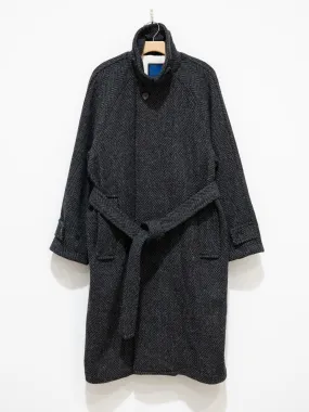 Donegal Tweed Oversized Balmacaan Coat - Gray