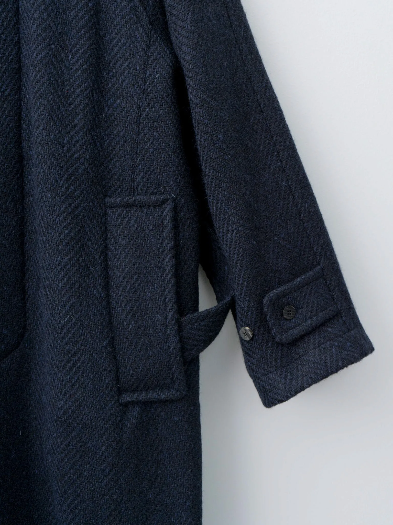 Donegal Tweed Oversized Balmacaan Coat - Navy (restocked)