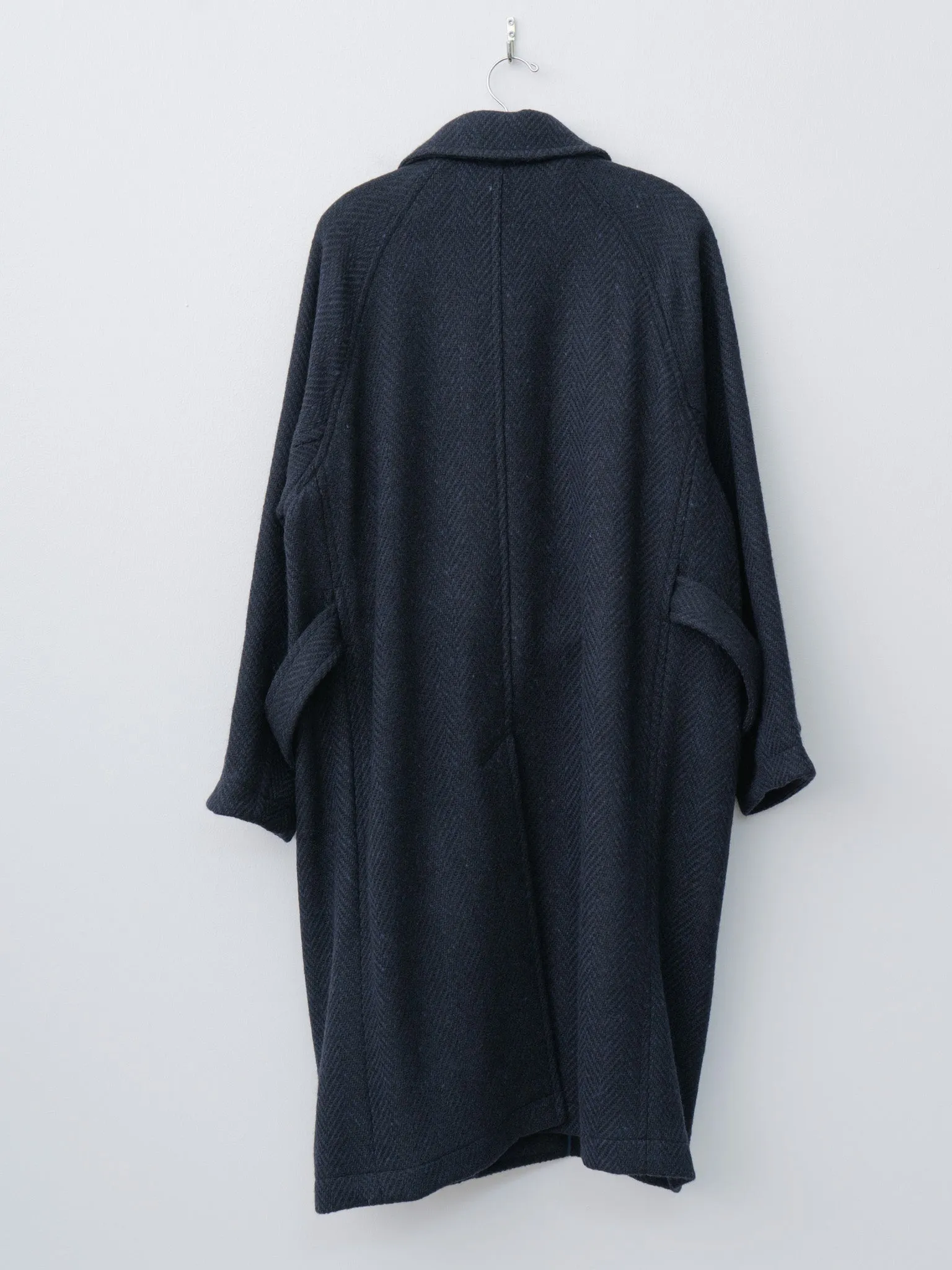 Donegal Tweed Oversized Balmacaan Coat - Navy (restocked)