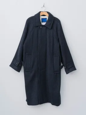 Donegal Tweed Oversized Balmacaan Coat - Navy (restocked)