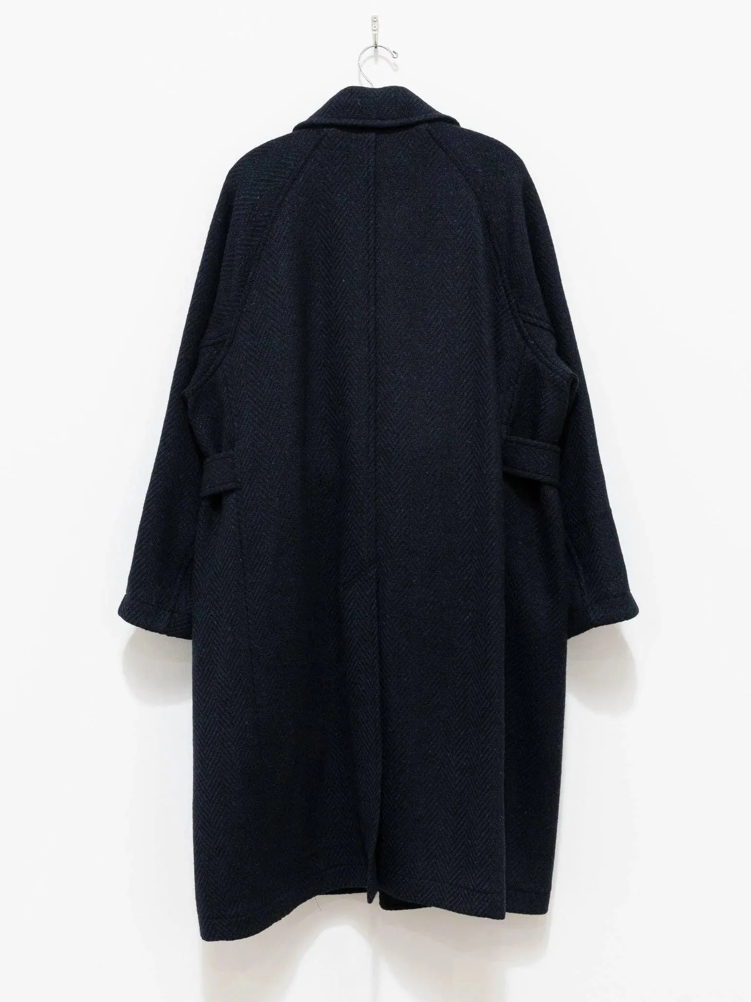 Donegal Tweed Oversized Balmacaan Coat - Navy