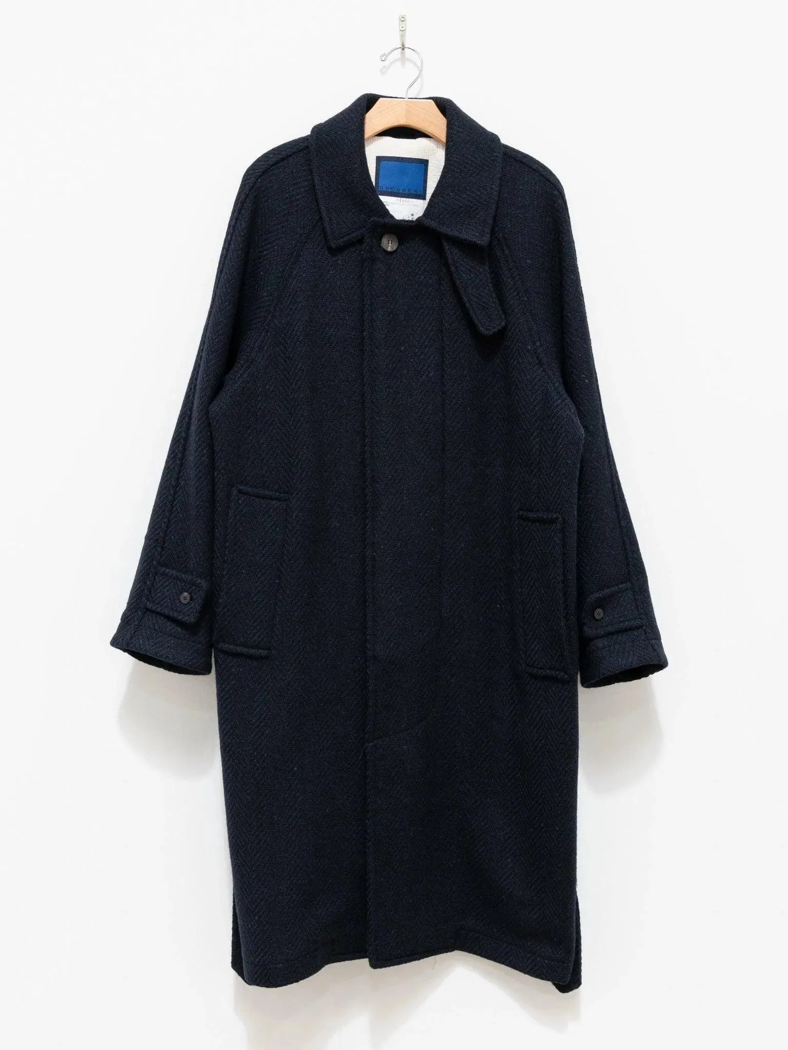 Donegal Tweed Oversized Balmacaan Coat - Navy