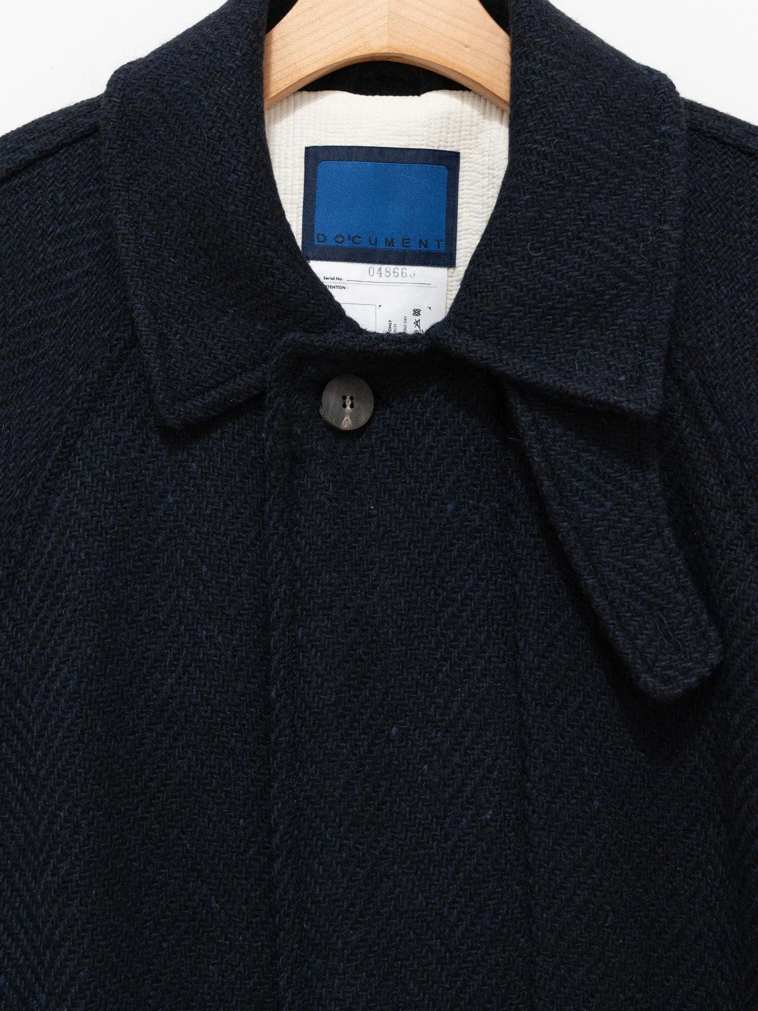 Donegal Tweed Oversized Balmacaan Coat - Navy