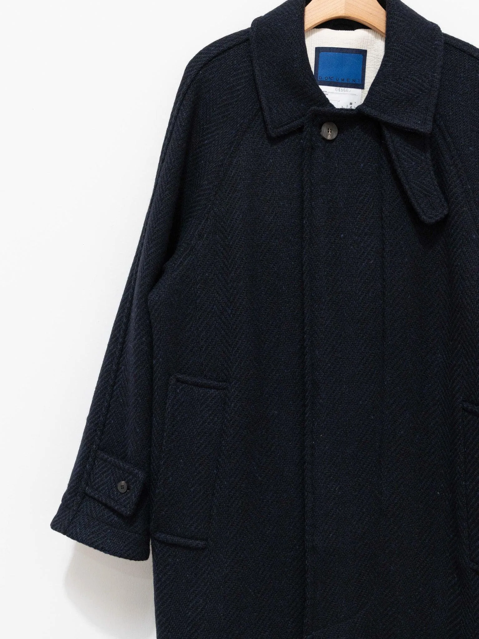 Donegal Tweed Oversized Balmacaan Coat - Navy