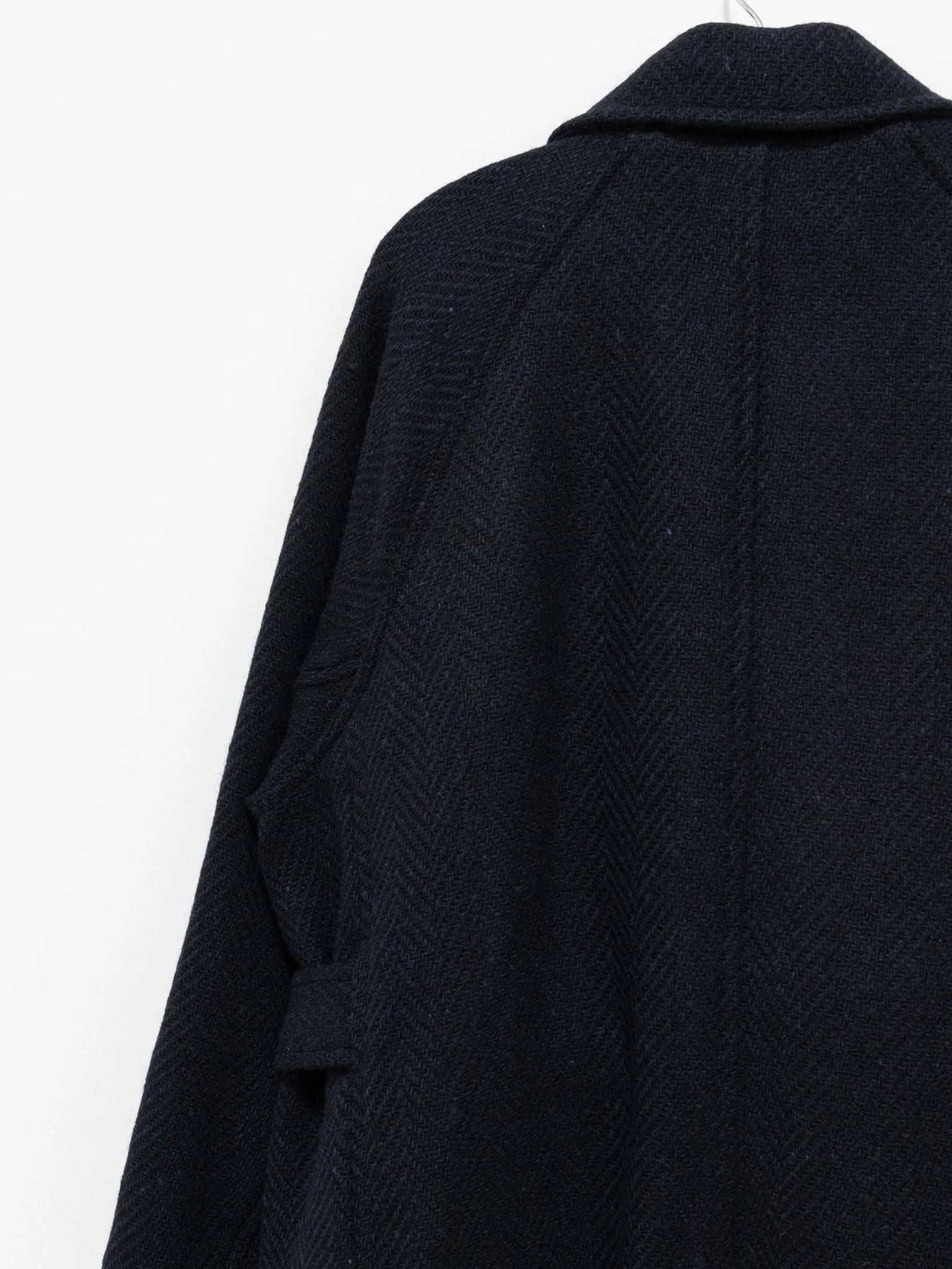 Donegal Tweed Oversized Balmacaan Coat - Navy