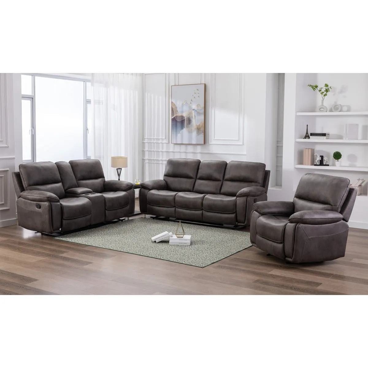 Easton Grey Reclining Loveseat with Center Console