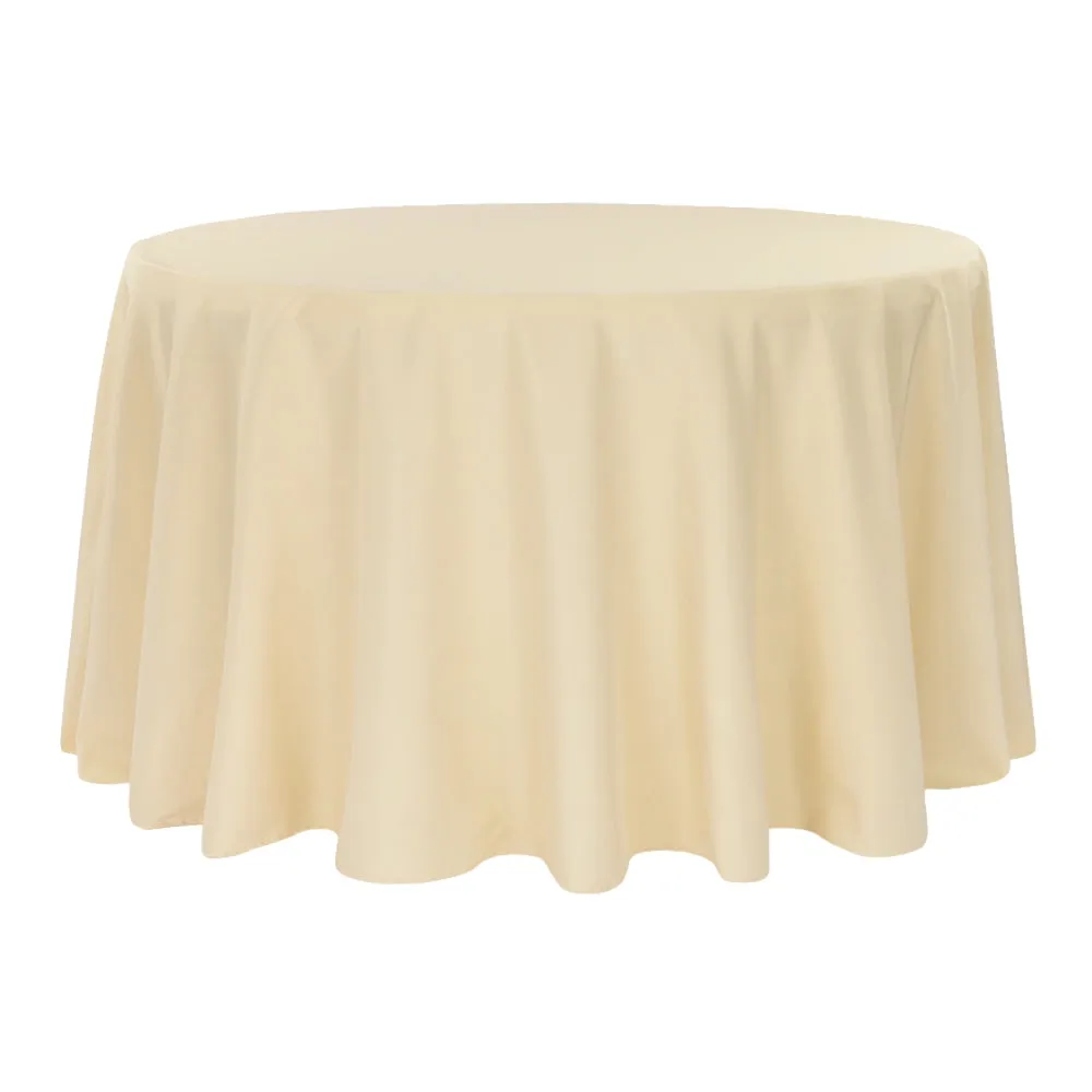 Economy Polyester Tablecloth 120" Round - Champagne