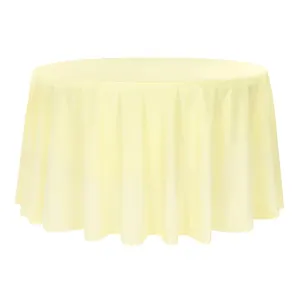 Economy Polyester Tablecloth 120" Round - Pastel Yellow