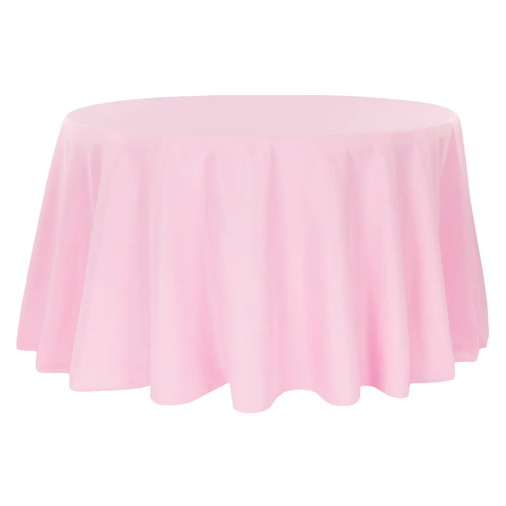 Economy Polyester Tablecloth 120" Round - Pink