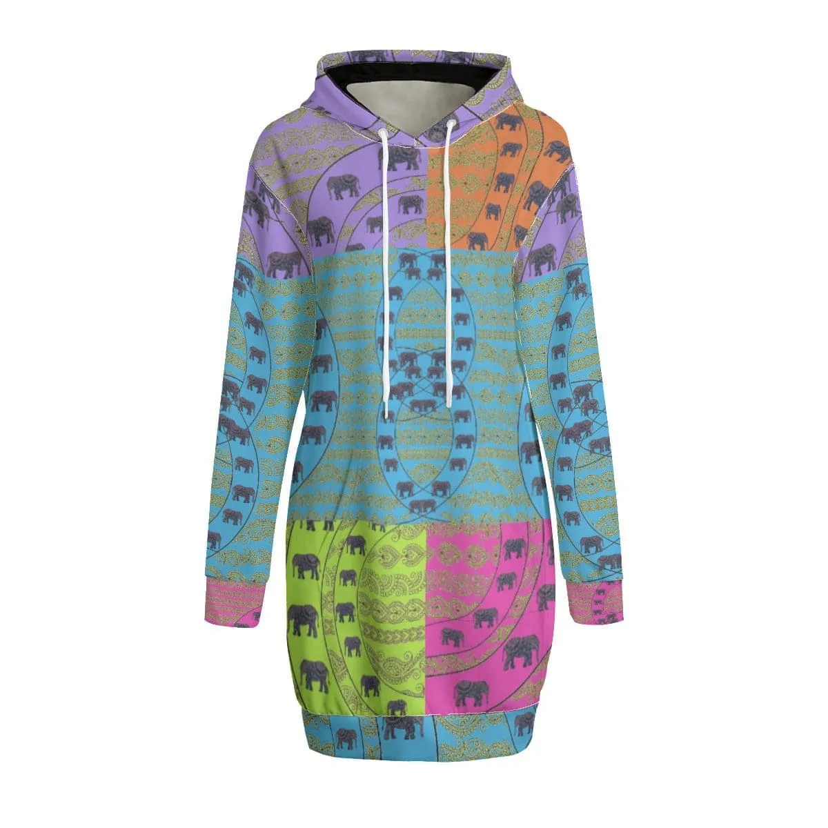 Elegant Elephant Women's Long Hoodie | Interlock Fabric