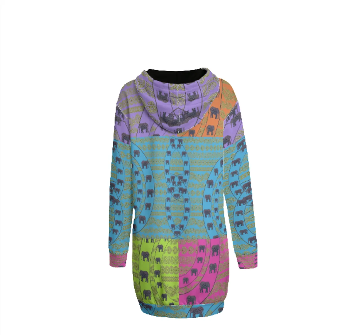 Elegant Elephant Women's Long Hoodie | Interlock Fabric