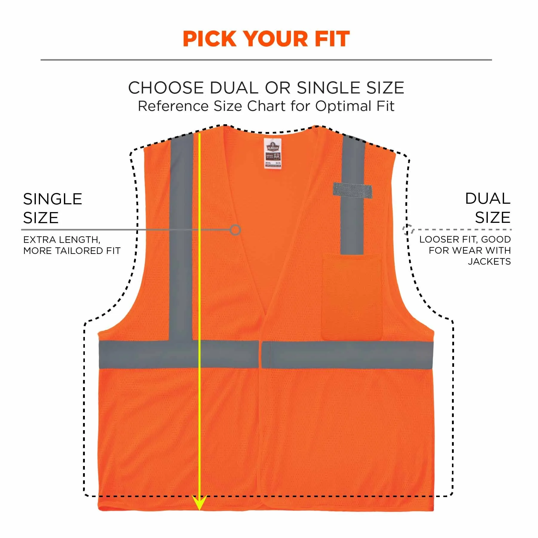 Ergodyne 24534 8210HL-S L Orange Class 2 Economy Mesh Vest - Single Size