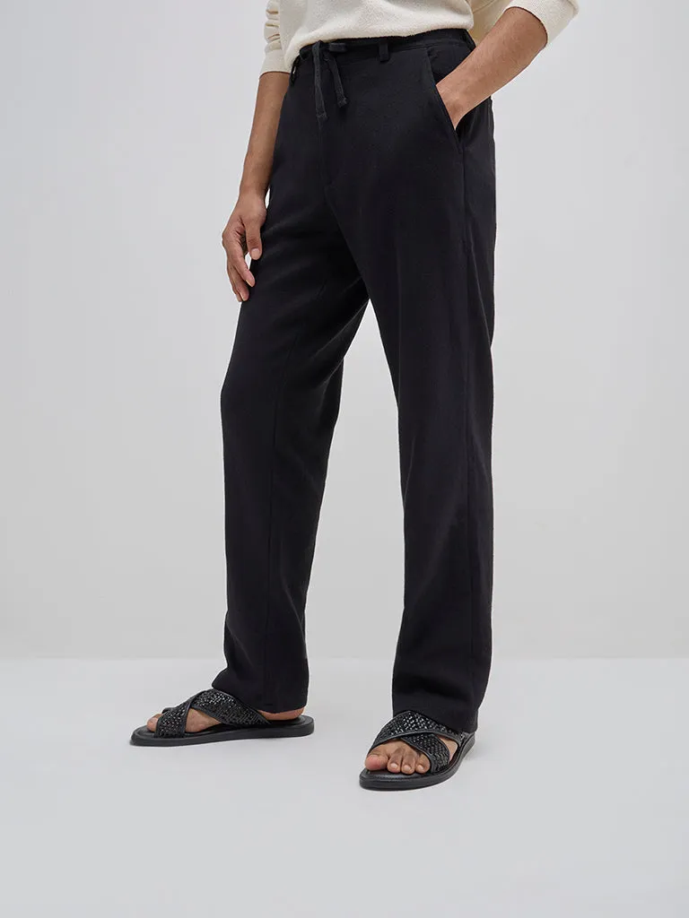 ETA Black Relaxed-Fit Mid-Rise Cotton Blend Chinos