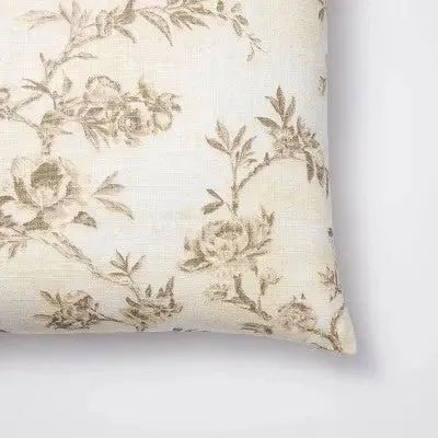 Euro Etched Neutral Floral Decorative Throw Pillow - Threshold designed with Studio McGee