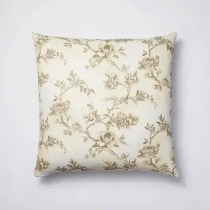 Euro Etched Neutral Floral Decorative Throw Pillow - Threshold designed with Studio McGee