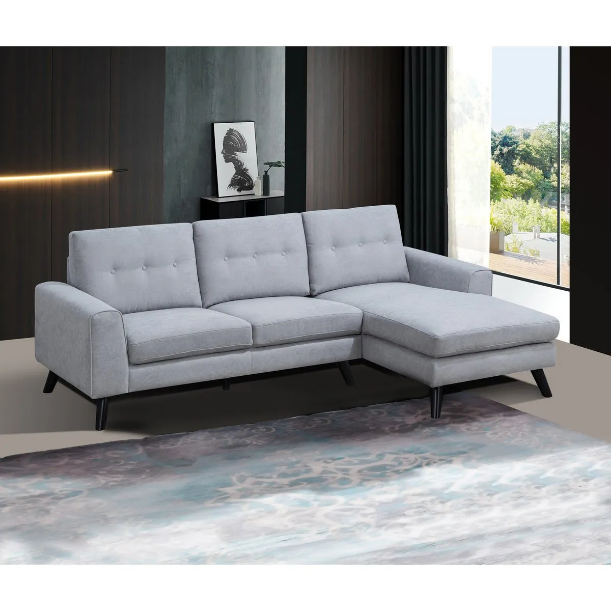 Evelyn Light Gray Sectional with Right Side Chaise