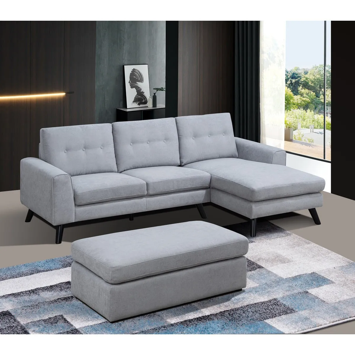 Evelyn Light Gray Sectional with Right Side Chaise