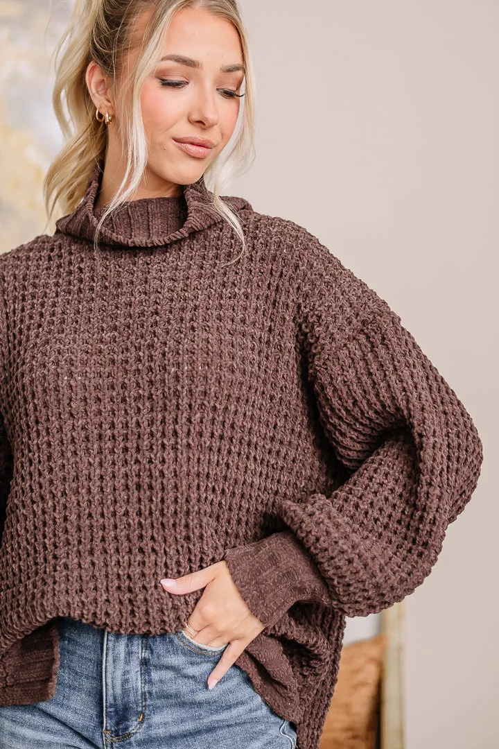 Fall Girly Turtleneck Sweater | {Brown}