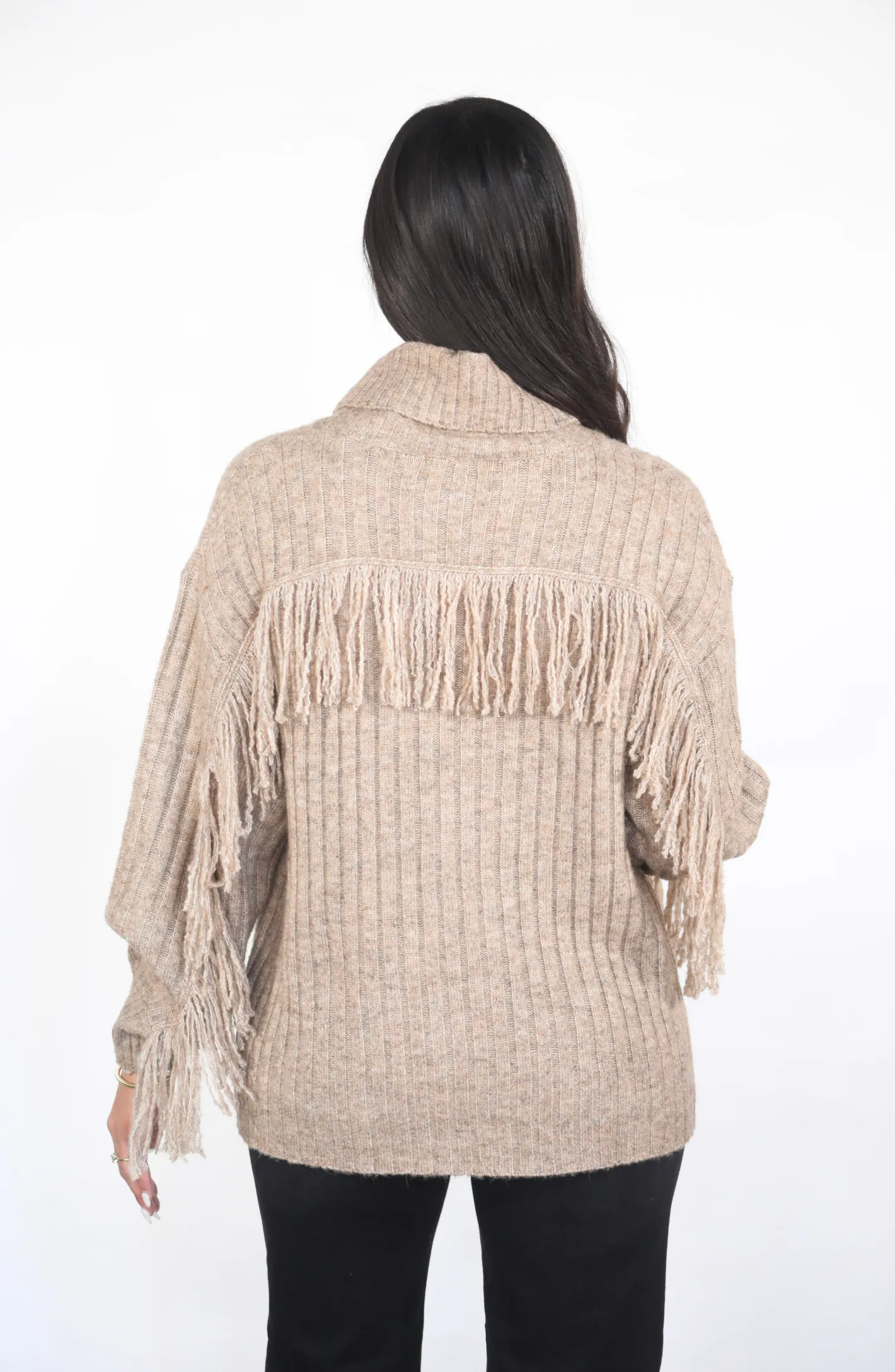 For The Love Of Fringe Mocha Sweater